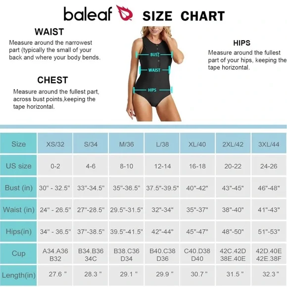 NWT BALEAF Women's Button Up One Piece Swimsuit SZ Medium - Picture 6 of 10